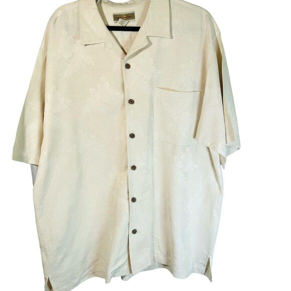 Original Island Sport 100% Silk  Tropical Print Ivory Mens L Shirt Vintage 90s - Picture 3 of 8